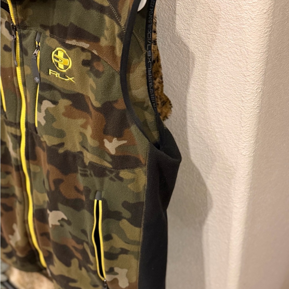 Ralph Lauren RLX Camo Fleece Vest with Yellow Trim - Picture 5 of 5